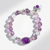 Amethyst Cabochon Bracelet — Natural Stone with Pearl or Tassel Accent Tibet Art