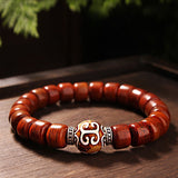 Tibet Art Yak Bone Bracelet - Dzi & Tiger Eye Accents