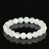 White Moonstone Bracelet — Ice-Grade Natural Stone, Choose Your Bead Size Tibet Art
