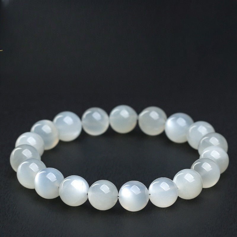 Natural White Moonstone Bead Bracelet — Classic Round Stone for Intuition & Calm Tibet Art