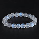 Natural Moonstone Bead Bracelet — Blue, Pink, White & Silver, 5A Grade Tibet Art
