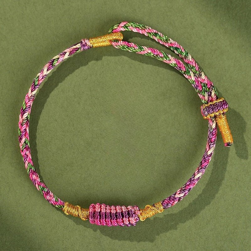 Five - Color Feng Shui Knot Bracelet — Traditional Lucky Rope Charm for Protection & Good Fortune - Teal & PurpleTibet Art