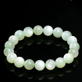 Green Moonstone Bracelet — 7A Natural Stone Beads, Rare Color Variant Tibet Art