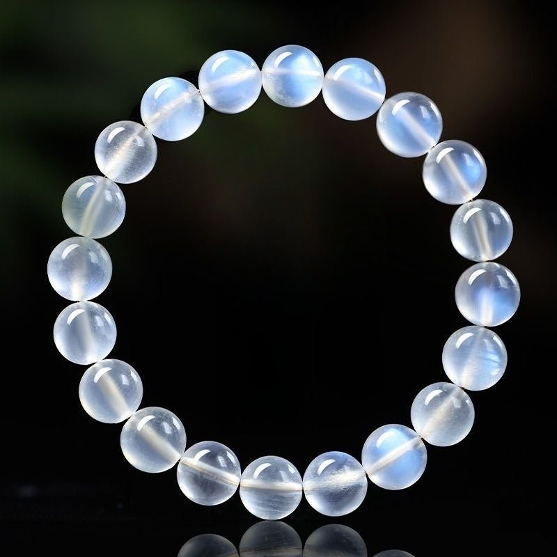 Natural Blue Moonstone Bracelet 8mm — Collector-Grade Crystal with Ice-Clear Glow Tibet Art