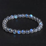 Natural Moonstone Bead Bracelet — Blue, Pink, White & Silver, 5A Grade Tibet Art
