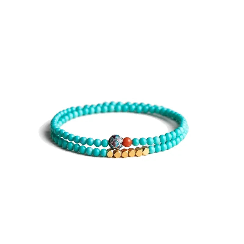 Ultra-Thin Turquoise Micro-Bead Bracelet — 4mm, Barely There Tibet Art