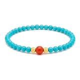Green Turquoise & Red Agate Bracelet — Two Earth Stones, One Strand Tibet Art