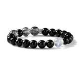 Black Tourmaline & Rutilated Quartz Bracelet — Dark Stone, Steady Ground Tibet Art