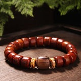 Tibet Art Yak Bone Bracelet - Dzi & Tiger Eye Accents