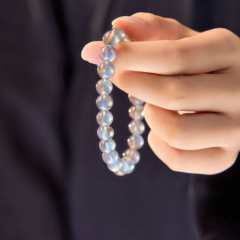 Natural Blue Moonstone Bracelet 8mm — Collector-Grade Crystal with Ice-Clear Glow Tibet Art
