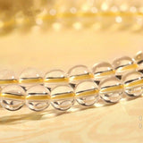 Yellow Jambhala 108-Bead White Crystal Mala Bracelet — Clear Quartz & Sandalwood for Wealth Practice Tibet Art