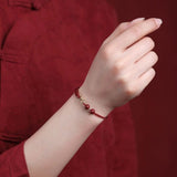 Red Rope Cinnabar Bead Bracelet — Knotted Lucky Charm for Prosperity & Protection - Joy RedTibet Art