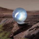 Gray Moonstone & Aquamarine Bracelet 8mm — Luck Transfer Bead for Calm & Good Fortune Tibet Art