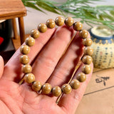 Liudao Wood Mala Bracelet — Six-Path Buddhist Prayer Beads in Natural Aged Hardwood Tibet Art