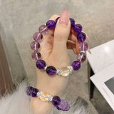 Uruguayan Amethyst Bracelet — Deep Violet Natural Stone Bead Tibet Art