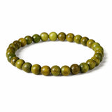 Green Sandalwood Mala Bracelet with Cinnabar & Agate — Natural Wood Beads for Grounding & Intention Tibet Art
