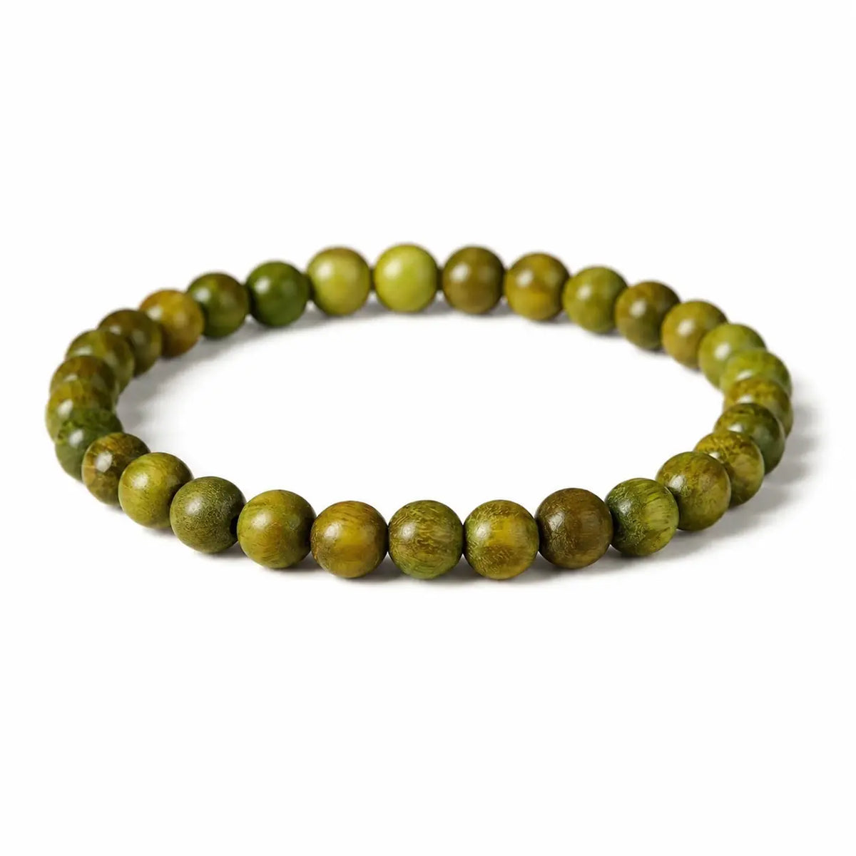 Green Sandalwood Mala Bracelet with Cinnabar & Agate — Natural Wood Beads for Grounding & Intention Tibet Art