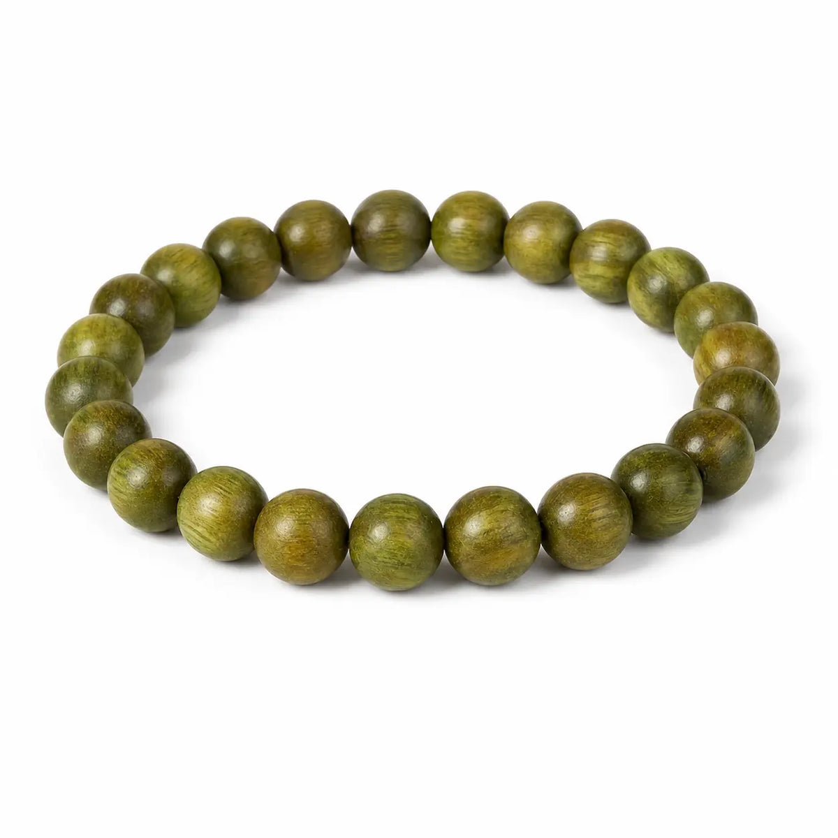 Green Sandalwood Mala Bracelet with Cinnabar & Agate — Natural Wood Beads for Grounding & Intention Tibet Art
