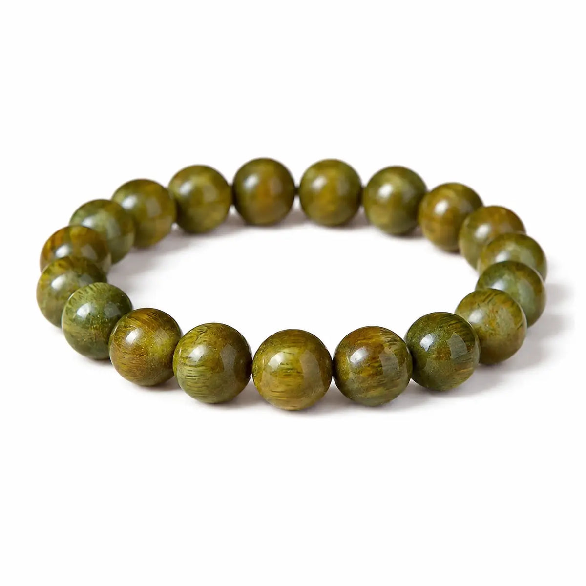 Green Sandalwood Mala Bracelet with Cinnabar & Agate — Natural Wood Beads for Grounding & Intention Tibet Art