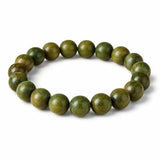 Green Sandalwood Mala Bracelet with Cinnabar & Agate — Natural Wood Beads for Grounding & Intention Tibet Art