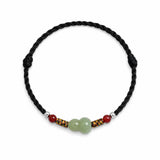 Hetian Jade Gourd Bracelet — Red String with Cinnabar Fortune Bead Tibet Art