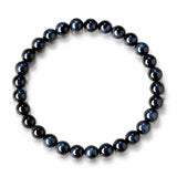 Light Blue & Blue Tiger Eye Bracelet — Natural Collector-Grade Hawk Eye Bead Strand Tibet Art