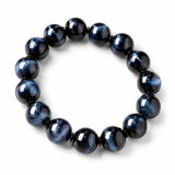 Light Blue & Blue Tiger Eye Bracelet — Natural Collector-Grade Hawk Eye Bead Strand Tibet Art