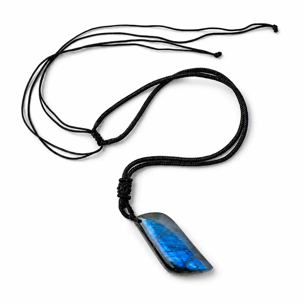 Tibet Art Drilled Labradorite Leaf Necklace - Blue Flash Tibet Art