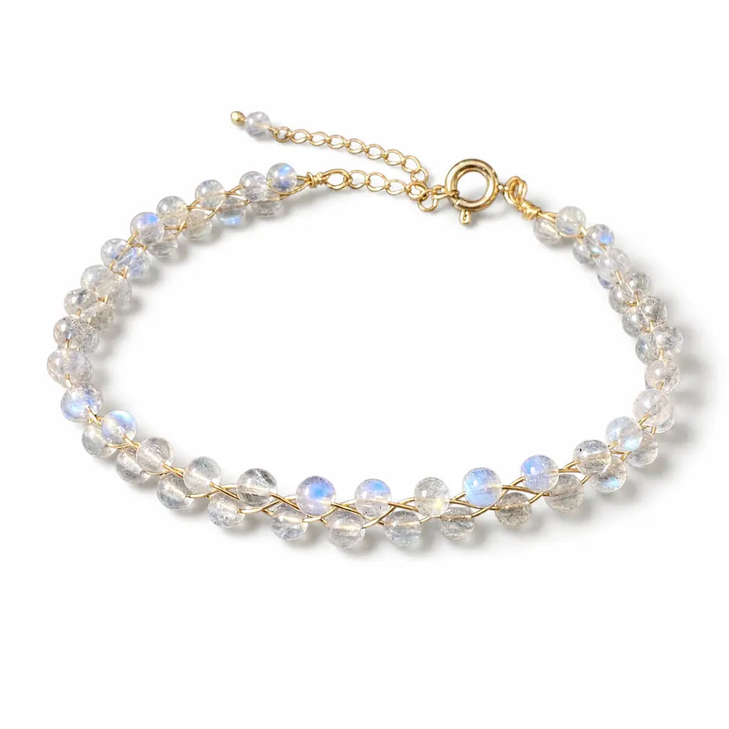 Tibet Art Blue Flash Labradorite Double Strand Bracelet Tibet Art