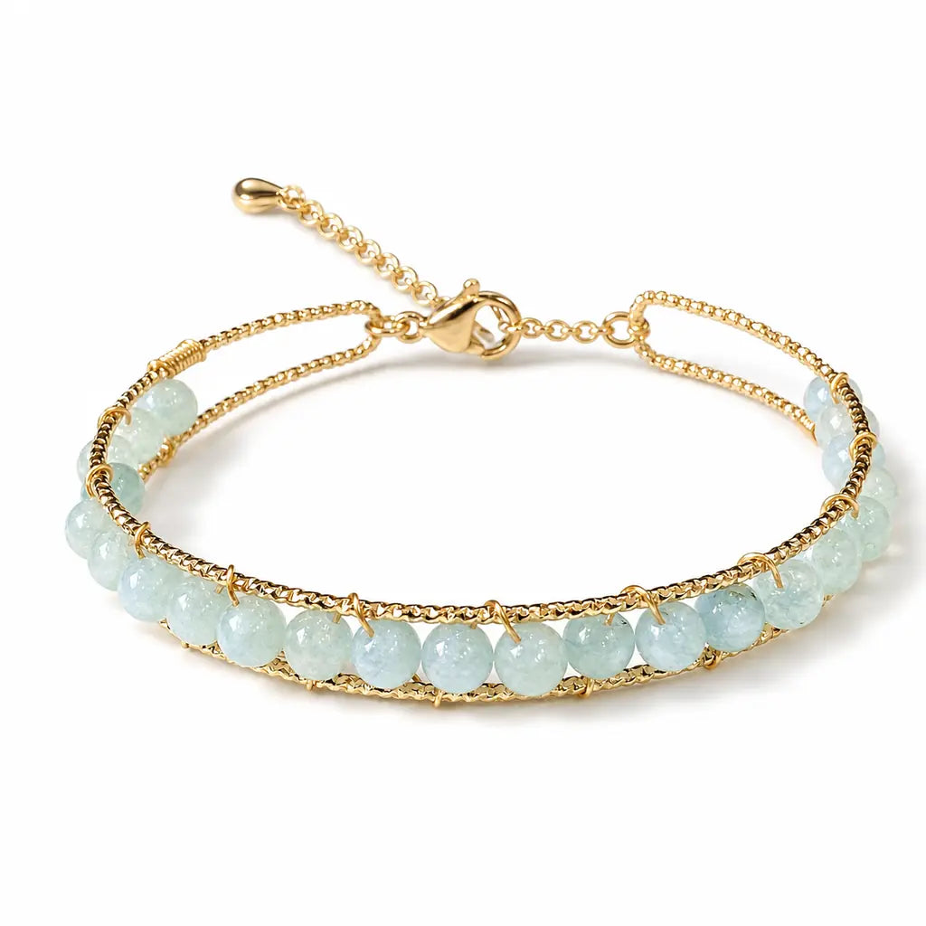 Tibet Art 14K Gold-Filled Gemstone Wire Wrap Bracelet Tibet Art