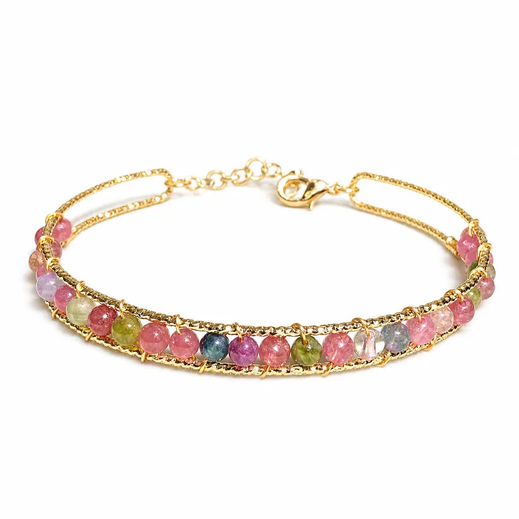 Tibet Art 14K Gold-Filled Gemstone Wire Wrap Bracelet Tibet Art