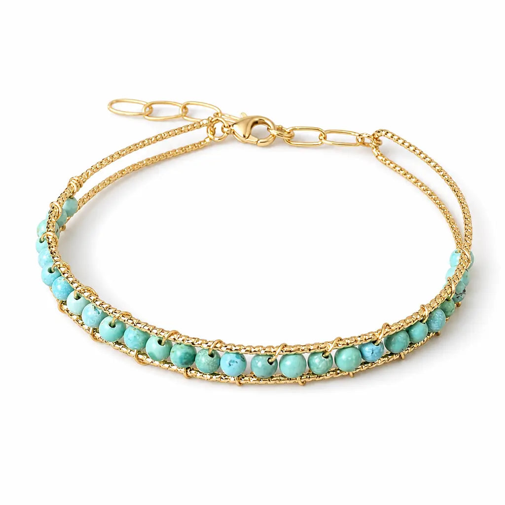 Tibet Art 14K Gold-Filled Gemstone Wire Wrap Bracelet Tibet Art