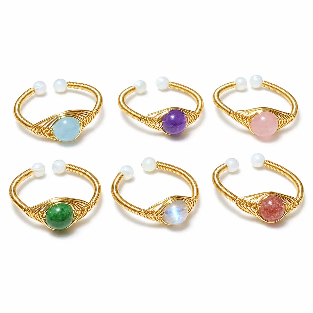 Tibet Art Multi Stone Wire Wrap Ring - Choose Your Energy Tibet Art