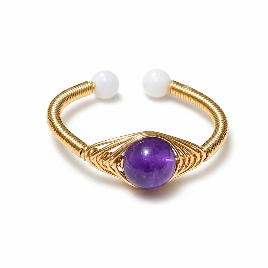 Tibet Art Multi Stone Wire Wrap Ring - Choose Your Energy Tibet Art