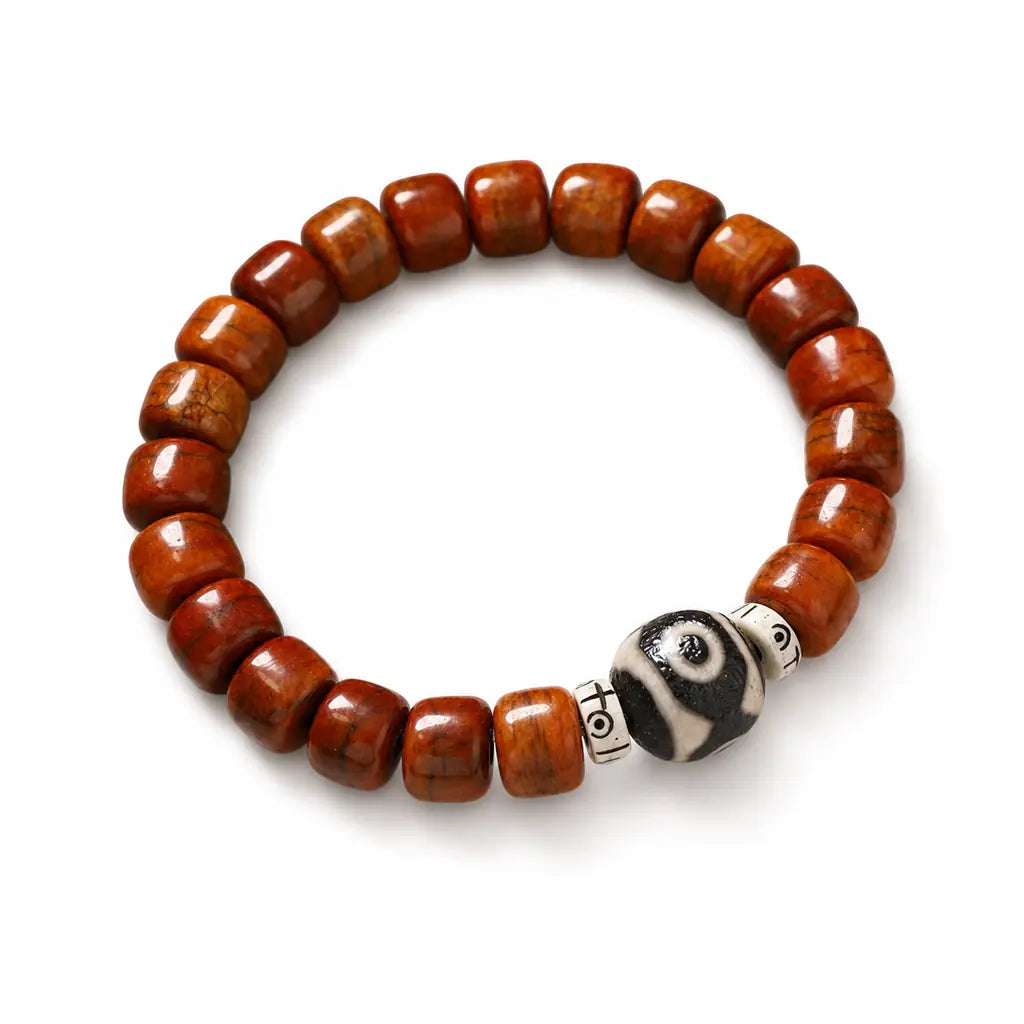 Tibet Art Three-Eye Dzi Yak Bone Bracelet - Balance & Prosperity Tibet Art