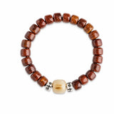 Tibet Art Yak Bone Talisman Bracelet - Dzi, Tiger Eye & Dragon Tibet Art