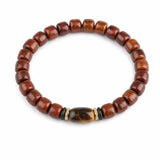Tibet Art Yak Bone Talisman Bracelet - Dzi, Tiger Eye & Dragon Tibet Art