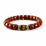 Tibet Art Yak Bone Talisman Bracelet - Dzi, Tiger Eye & Dragon Tibet Art