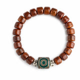 Tibet Art Yak Bone Talisman Bracelet - Dzi, Tiger Eye & Dragon Tibet Art