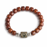 Tibet Art Yak Bone Talisman Bracelet - Dzi, Tiger Eye & Dragon Tibet Art