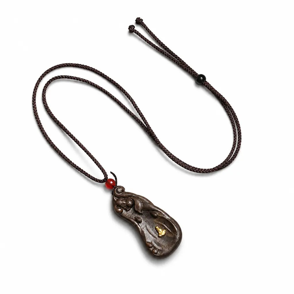 Tibet Art Agarwood Faceless Buddha Pendant - Lotus & Sutras Tibet Art