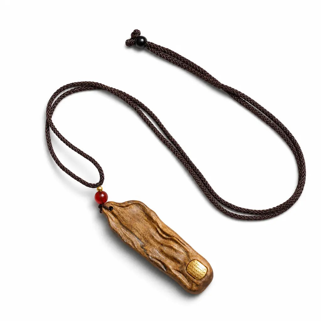 Tibet Art Agarwood Faceless Buddha Pendant - Lotus & Sutras Tibet Art