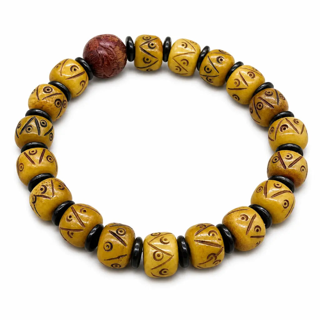 Tibet Art Yak Bone Bracelet - Plain Barrel Bead Series Tibet Art