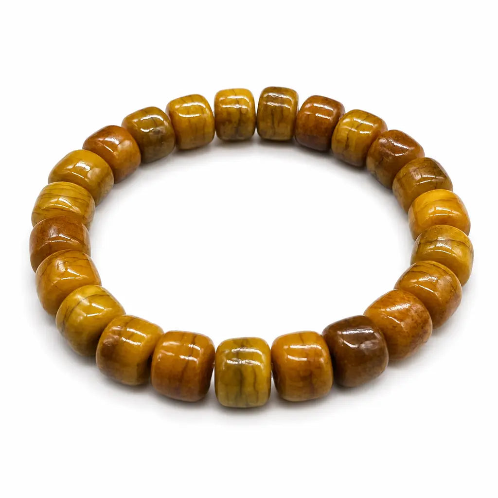 Tibet Art Yak Bone Bracelet - Plain Barrel Bead Series Tibet Art