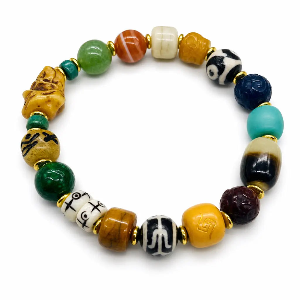 Tibet Art Multicolor Yak Bone Bracelet - Treasure Bead Series Tibet Art
