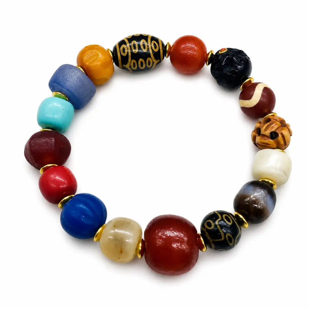 Tibet Art Multicolor Yak Bone Bracelet - Treasure Bead Series Tibet Art