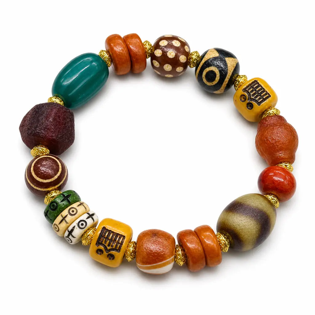 Tibet Art Multicolor Yak Bone Bracelet - Treasure Bead Series Tibet Art