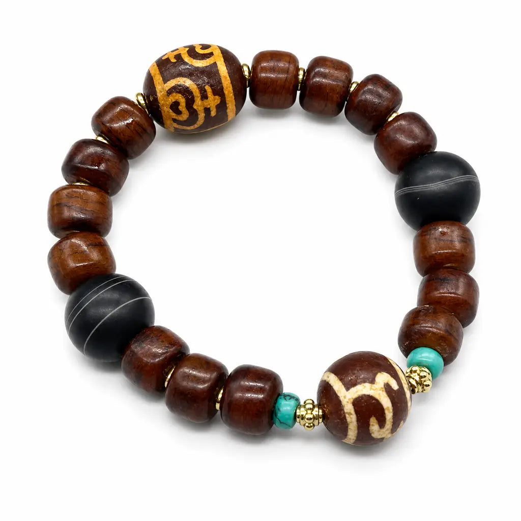 Tibet Art Yak Bone Dzi Bracelet - Auspicious Symbol Series Tibet Art