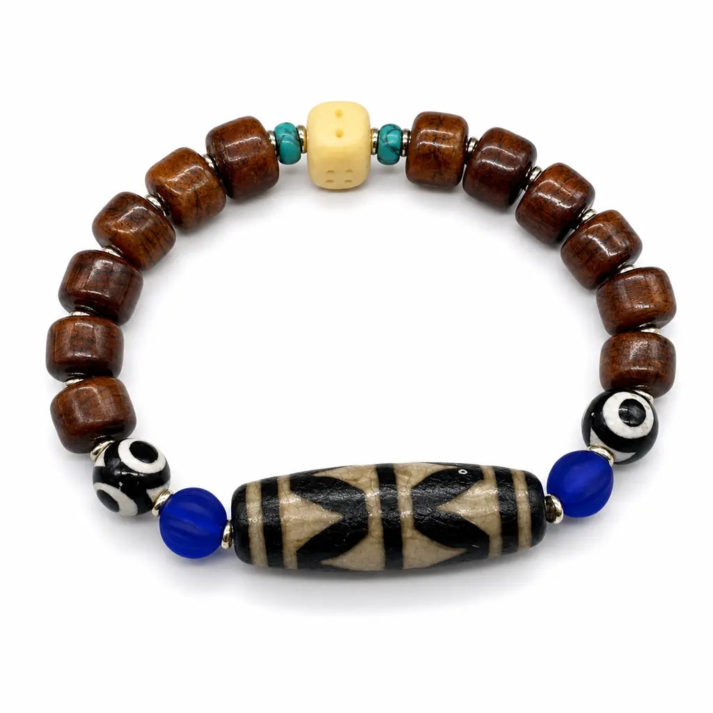 Tibet Art Yak Bone Dzi Bracelet - Auspicious Symbol Series Tibet Art