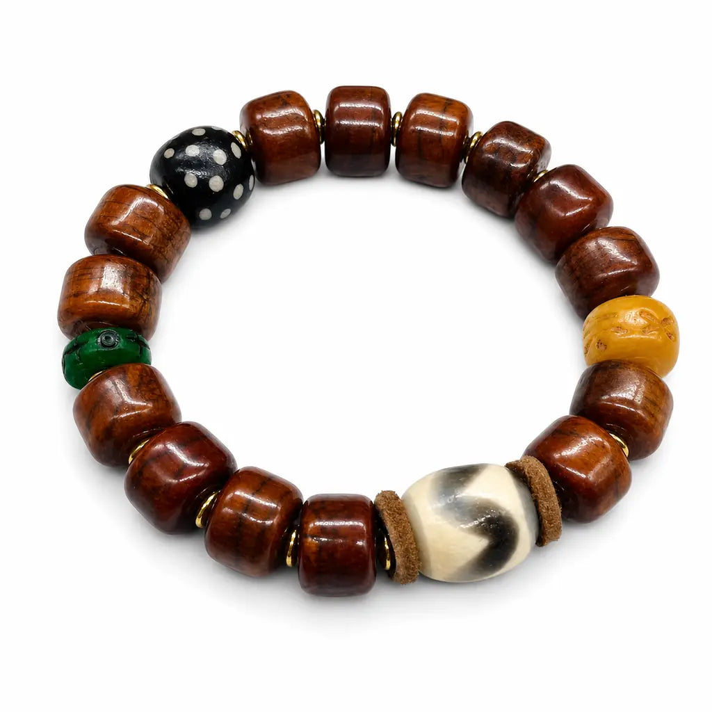 Tibet Art Yak Bone Dzi Bracelet - Auspicious Symbol Series Tibet Art